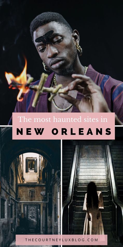 New Orleans is one of the most haunted cities in the world. Throughout its history, New Orleans has all but sounded an alarm for extreme personalities and dramatic situations- the perfect recipe for hauntings. The French Quarter in particular is old by American standards and as such, houses the energetic residue of the thousands of lives that have played out on its streets/rues. Here are the top haunted sites in New Orleans- #neworleans #haunted #hauntedmansion #frenchquarter New Orleans Vampire, French Quarter New Orleans, New Orleans Aesthetic, New Orleans Witch, Bourbon Orleans Hotel, New Orleans Halloween, New Orleans History, New Orleans Vacation, Halloween Travel