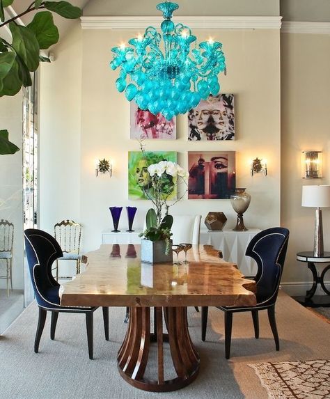 Chandelier Dining Room, Turquoise Chandelier, False Ceiling Bedroom, Eclectic Dining Room, False Ceiling Living Room, Blue Chandelier, Eclectic Dining, False Ceiling Design, Cool Ideas