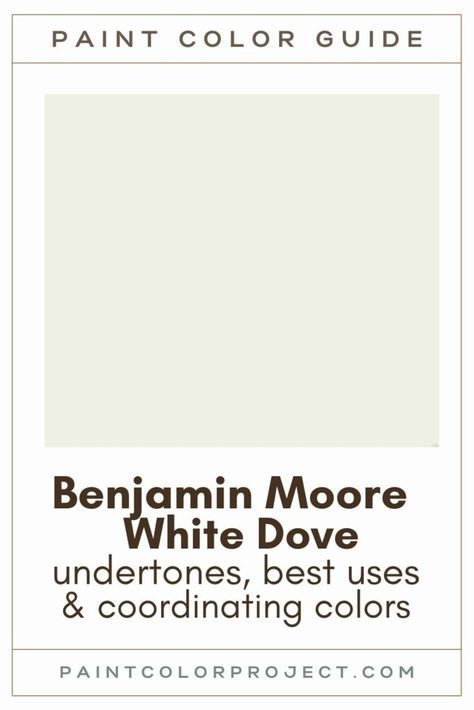 Benjamin Moore White Dove Bathroom, White Dove Benjamin Moore Coordinating Colors, White Dove Undertones, Greens That Go With White Dove, Colors That Go With White Dove, White Dove Coordinating Colors, White Dove Color Palette, White Dove Benjamin Moore Walls, White Dove Paint Color