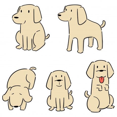 Set of dog, labrador retriever Premium V... | Premium Vector #Freepik #vector #hand #line #dog #cartoon Labrador Character Design, Labrador Sketch Easy, Labrador Illustration Cartoon, Dog Animation Drawing, Crochet Doodle, Labrador Sketch, Labrador Retriever Drawing, Labrador Doodle, Golden Retriever Doodle