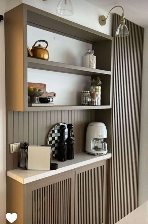 Small Coffee Station, Coffee Station Decor, Home Coffee Stations, Coffee Bars In Kitchen, Dream Kitchens Design, Coffee Bar Home, Small Kitchen Decor, Mini Bars, Kitchen Design Plans