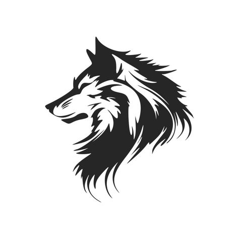 Stylish black and white wolf vector logo design. Black And White Wolf, Wolf Emblem, Wolf Vector, Wolf Logo, Texture Graphic Design, Dragon Ball Super Art, Small Tattoos For Guys, Pet Logo Design, Wolf Design