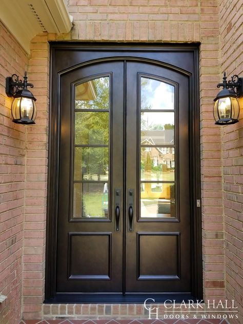 Do you need hurricane impact doors for your Florida home? We can help you bring custom style to your front entrance with our hurricane impact French doors. The traditional style of these custom wrought iron double entry doors transforms the entire design of the home’s front entrance. Crafted with a grand arch and glass windows, these exterior doors demand attention. Check out our Florida-approved gallery for more information. Timeless Entryway, Arched Exterior Doors, Entry Door Styles, Front Entrance Ideas, Doors With Windows, Traditional Entry, View Sketch, Double Front Entry Doors, Double Door Entryway