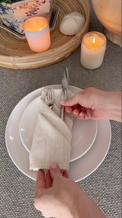 Napkin Fold With Silverware, Napkin Folds With Silverware, Folding Napkins Easy, Simple Napkin Folding, Napkin Ring Folding, Wrapped Silverware, Creative Napkin Fold, Diy Napkin Folding, How To Fold Napkins