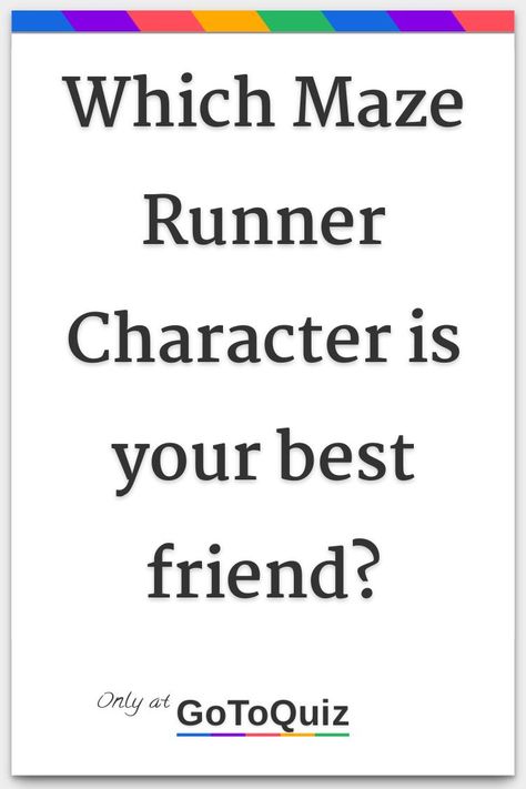 "Which Maze Runner Character is your best friend?" My result: Thomas Maze Runner Background Laptop, Thomas And Newt Maze Runner, Newt Imagines Y/n Spicy, Maze Runner Pause Game, Teresa The Maze Runner, How The Maze Runner Boys Would React, Maze Runner Brenda, Maze Runner Quizzes, Maze Runner Quiz