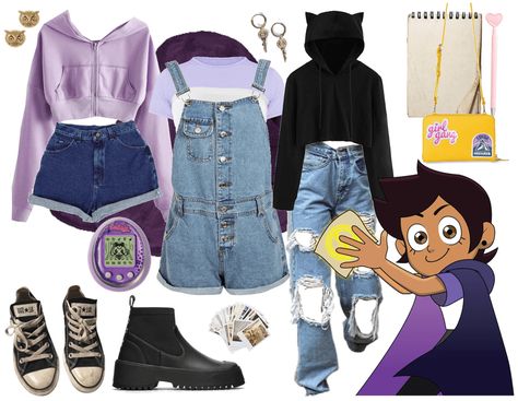 Halloween Outfit Ideas For School, The Owl House Outfit Ideas, Luz Noceda Inspired Outfits, Luz Inspired Outfits The Owl House, Owl House Inspired Outfits, Amity Blight All Outfits, Luz Outfits The Owl House, The Owl House Clothes, Comic Con Outfits