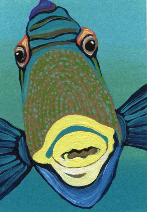 Trigger Fish, Sea Creatures Art, Marine Wildlife, Fish Artwork, Sea Life Art, Fish Drawings, Collaborative Art, Fish Painting, Amazing Art Painting