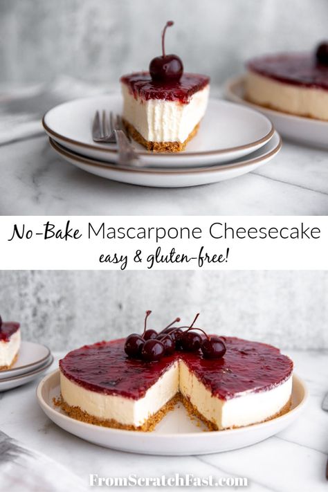 Marscapone Recipes Easy, Cheesecake With Mascarpone Cheese, No Bake Mascarpone Cheesecake, Mascarpone Cheesecake No Bake, Savory Marscapone Recipes, Easy Mascarpone Dessert, Recipes With Marscapone Cheese Desserts, Recipes Using Marscapone, Easy Mascarpone Recipes