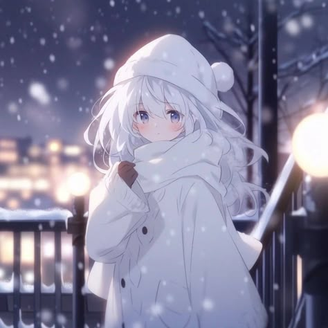 Anime Snow Aesthetic, Anime Winter Aesthetic, Winter Anime Aesthetic, Winter Pfp Anime, Anime Snow, Wallpaper Wa, Best Anime Couples, Anime People, Anime Love Couple