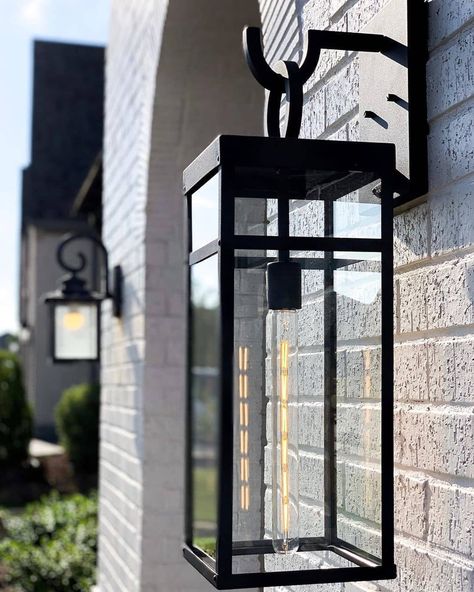 Modern Farmhouse Industrial, Outdoor Garage Lights, Inspiring Outdoor Spaces, Wall Mount Lantern, Lake Minnetonka, Rustic Light Fixtures, Farmhouse Industrial, Farmhouse Remodel, Wall Lanterns