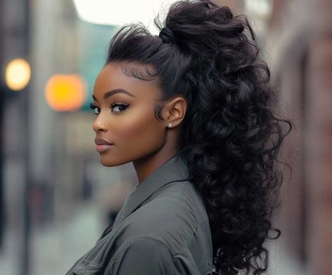 9+ Bold Hair Style for Ponytail with a Side Sweep • 333+ Inspiring Lifestyle Ideas Curly Hair Ponytail Black Women, Ponytail With Side Bangs, Modest Hairstyle, Updo Hairstyles For Black Women, Big Ponytail, Extension Styles, Human Hair Ponytail Extensions, Human Hair Ponytail, Clip In Ponytail Extensions