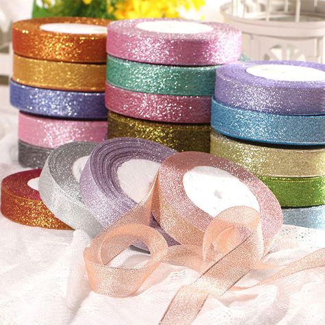 Gift Wrap Ribbon, Ghost Decoration, Diy And Crafts Sewing, Glitter Ribbon, Sewing Appliques, Witch Decor, Making Hair Bows, Wedding Party Decorations, Ribbon Flowers