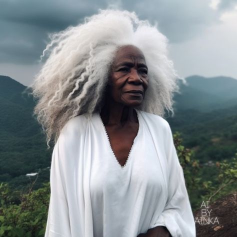 Elderly Woman Aesthetic, Older Black Woman Aesthetic, Earth Goddess Aesthetic, Black Grandma, Your Silence, Orishas Yoruba, Natural Gray Hair, We Are The World, Afro Art