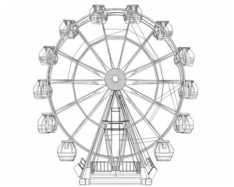 The image is a Ferris wheel. It is a large, rotating wheel that people can ride in ->> more details in ai-img-gen.com Ferris Wheel Sketch, Memorie Journal, Ferris Wheel Drawing, Wheel Drawing, Beautiful Scenery Drawing, Scenery Drawing, College Stuff, Sketch Ideas, A Metal