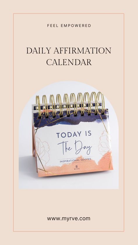 This daily affirmation calendar provides you with positive quotes every day. Packed with thoughtfully curated daily inspirational quotes, positive affirmations and self reflection questions, this motivational desk calendar acts as your personal women’s empowerment book.#motivationalcalendar #deskaccessories #deskcalendar #inspirationalcalendar #calendarideas #deskcalendarideas #deskcalendardesign Affirmation Calendar, Desk Calendar Stand, Motivational Calendar, Motivational Desk, Encouraging Cards, Women Office Decor, Women Desk, Inspirational Office Decor, Desk Calendar Design