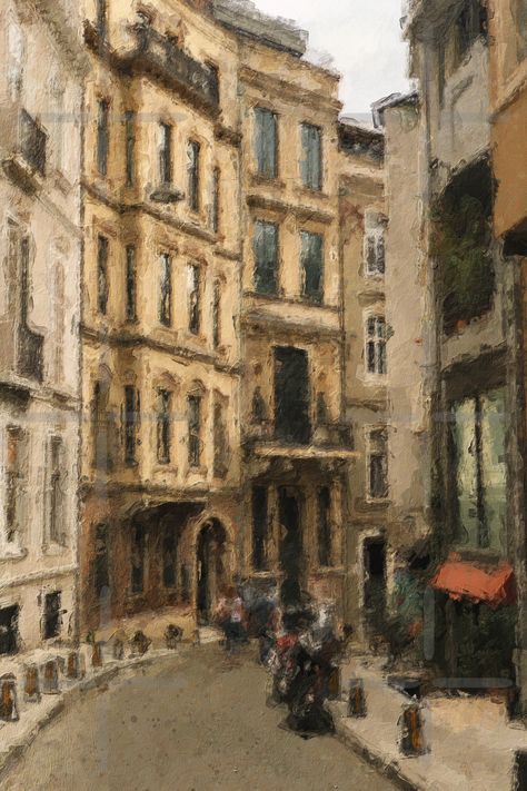 custom portrait Italy oil painting Old Street Drawing, Old Building Painting, Old School Paintings, Things Reference, Hastings New Zealand, Portraits Digital Art, Inspo Drawing, Streets Of Italy, Architecture Paintings