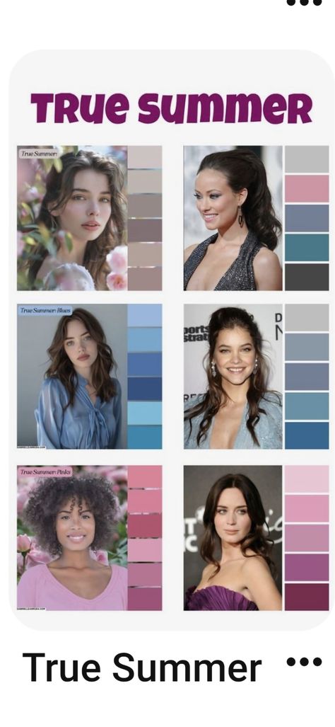 True Summer Neutral Colors, Cool Summer Browns, True Winter Summer Outfits, True Summer Winter Outfits, True Summer Clothes, True Summer Red, True Summer Hair Color Palette, True Summer Palette Outfits, True Summer Outfits Inspiration