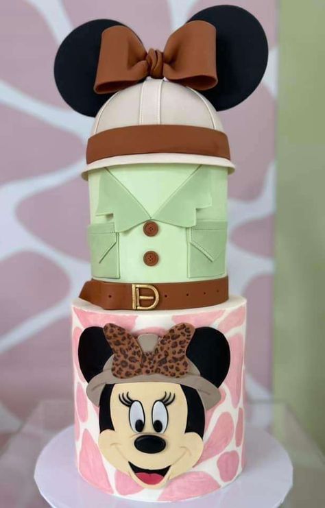 Safari Theme Birthday Party, Minnie Mouse Birthday Party Ideas, Minnie Mouse Birthday Party Decorations, Birthday Minnie Mouse, Wild Birthday Party, Baby First Birthday Cake, Bolo Minnie, Minnie Mouse Pictures