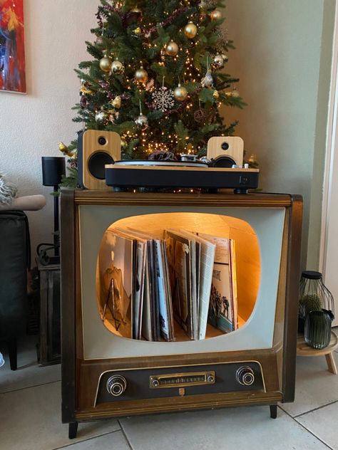 Old Tv As Cabinet, Vintage Tv Bar Cart, Old Tv Record Holder, Vintage Tv Terrarium, Old Tv Bookshelf, Floor Model Tv Repurpose Old Tv, Vintage Tv Decor, Tube Tv Repurpose, Old Tv Repurpose