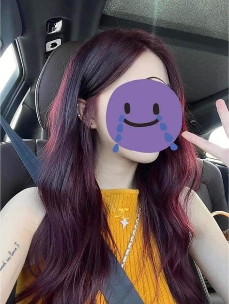 Halo Hair Color, Red Halo Hair, Hair Color With Bangs, Red Hair Streaks, Latest Hairstyles For Ladies, Black And Red Hair, Red Hair With Highlights, Bentuk Alis, Black Red Hair