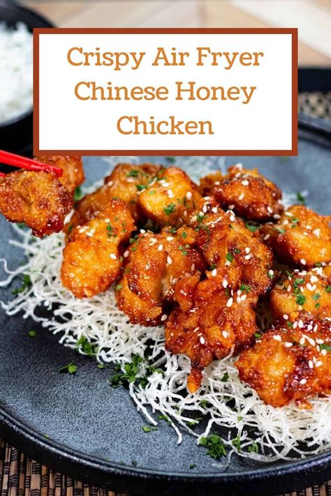 Crispy Air Fryer Chinese Honey Chicken Honey Chicken Air Fryer Recipes, Honey Chicken Air Fryer, Chinese Food Recipes Air Fryer, Airfryer Honey Chicken, Air Fryer Chinese, Airfryer Honey Garlic Chicken, Air Fryer Honey Garlic Chicken, Honey Garlic Chicken Air Fryer, Crispy Honey Garlic Chicken Air Fryer