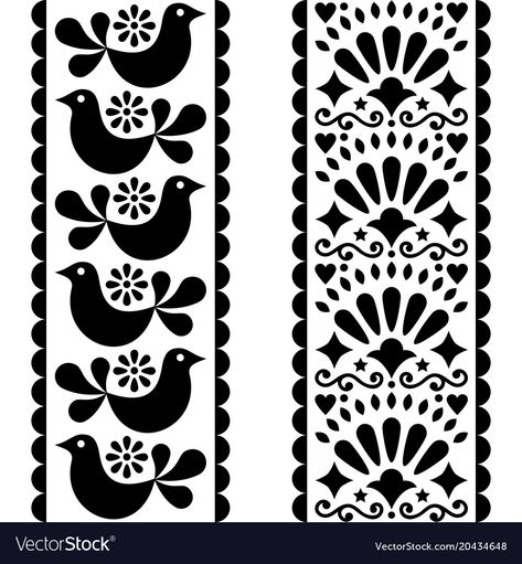 Mexican Graphic Design, Mexican Pattern, Monochrome Background, Folk Art Flowers, Folk Design, Stencil Templates, Graphic Design Pattern, Mexican Style, Mexican Art