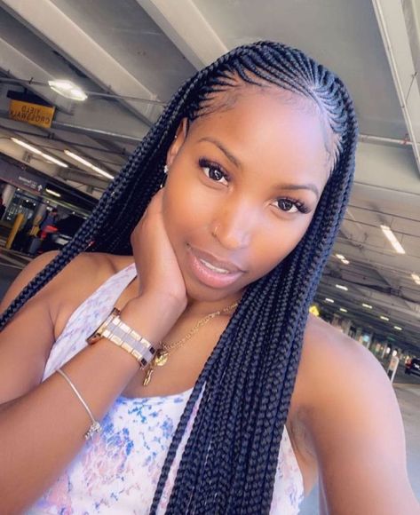 1,112 Likes, 8 Comments - Bronner Bros (@bronnerbros) on Instagram: “Outside is opening back up and most people are making their way to the airport! What hairstyle are…” Half Cornrows, Lemonade Braids Hairstyles, Cornrows Braids For Black Women, Braided Hairstyles For Black Women Cornrows, Big Box Braids Hairstyles, Feed In Braids Hairstyles, African Hair Braiding Styles, Box Braids Hairstyles For Black Women, Braids Hairstyles Pictures