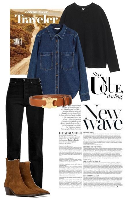 Denim shirt Outfit | ShopLook Dark Denim Shirt Outfit Women, Denim Button Up Shirt Outfit, Denim Shirt Outfit Women, Denim Denim Outfit, Dark Jeans Outfit, Button Up Shirt Outfit, Black Shirt Outfits, Dark Denim Shirt, Denim Shirt Outfit