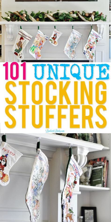 Cool, unique, quirky, fun - this list of stocking stuffers for the whole family has it all! Small gift ideas for kids, teens/tweens, young adults, men, and women that are perfect for stocking fillers or small Christmas presents. Fun Stocking Stuffers, Cheap Stocking Stuffers, Small Gift Ideas, Stocking Stuffers For Baby, Stocking Stuffers For Adults, Stocking Stuffers For Teens, Diy Stocking Stuffers, Stocking Stuffers For Girls, Diy Stockings