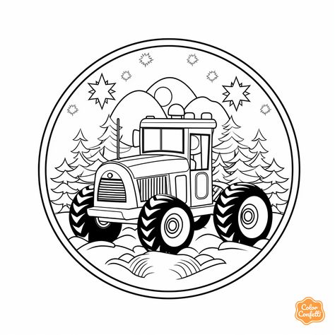 illustration of Easy coloring Christmas tractor Christmas Tractor, Tractor Coloring Pages, Coloring Christmas, Tractors For Kids, Mandala Turtle, Easy Coloring, Farm Theme, Fantasy Fairy, Christmas Coloring Pages