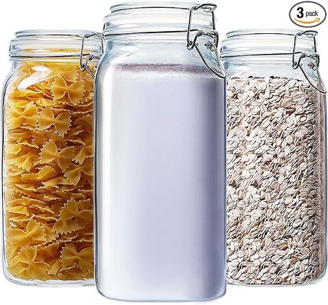 Fermenting Sauerkraut, Pasta Storage, Sugar Rice, Square Glass Jars, Canning Kitchen, Large Glass Jars, Declutter Kitchen, Wide Mouth Mason Jars, Messy Kitchen