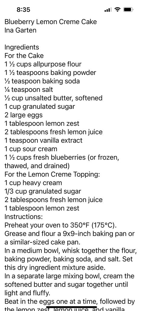 Blueberry Lemon Cream Cake Ina Garten, Lemon Creme Cake, Ina Garden, Creme Cake, Lemon Creme, Lemon Cream Cake, Lemon Cream, Cake Roll, Lemon Blueberry