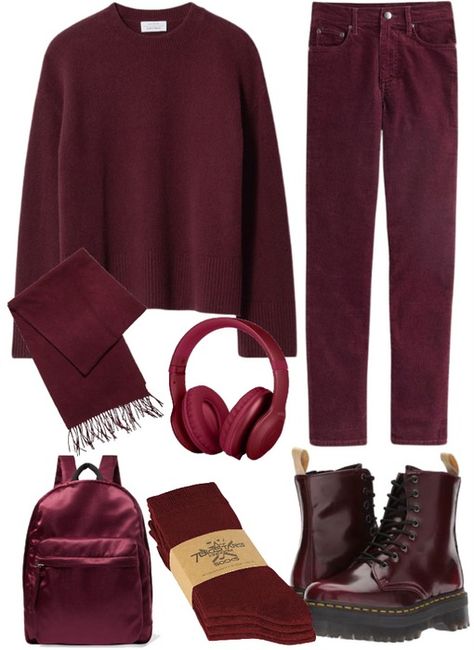 burgundy ♥️ Outfit | ShopLook Burgundy Scarf, Burgundy Colour, Burgundy Outfit, Women Cotton Dress, Burgundy Skirt, Burgundy Fashion, Ballet Clothes, Dress Socks, Outfit Shoplook