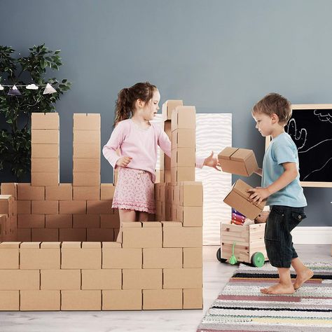 AmazonSmile: GIGI BLOK XXL Cardboard Blocks Playhouse with Jumbo Blocks | 100 Kids Blocks as Kids Adventure Jumbo Blocks | Cardboard Building Blocks Durable and can Support Weight | Interlocking Cardboard Bricks : Toys & Games Cardboard Bricks, Cardboard Building Blocks, Cardboard Building, Giant Building Blocks, Foam Building Blocks, Tiny Castle, Blocks For Kids, Kids Construction, Construction For Kids