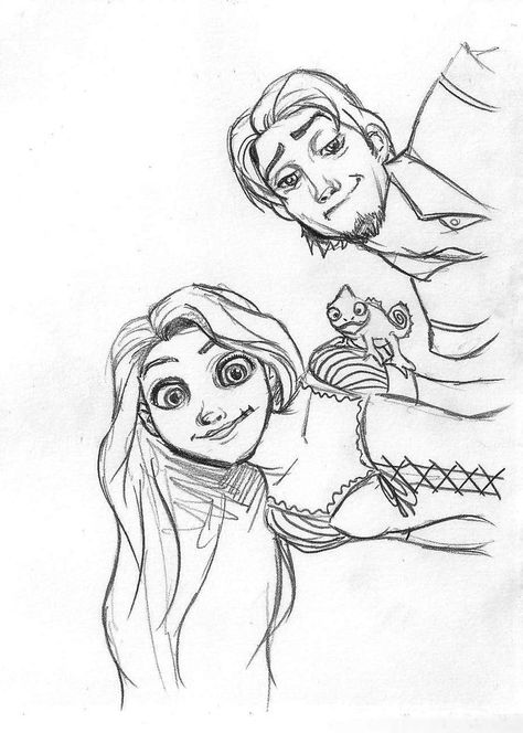 Repunzel and flynn Tangled Sketches Rapunzel, Book Of Life Drawings, Rapunzel And Flynn Drawing, Flynn Rider Drawing, Tangled Sketches, Tangled Drawings, Rapunzel Sketch, Tangled Coloring Pages, Rapunzel Drawing