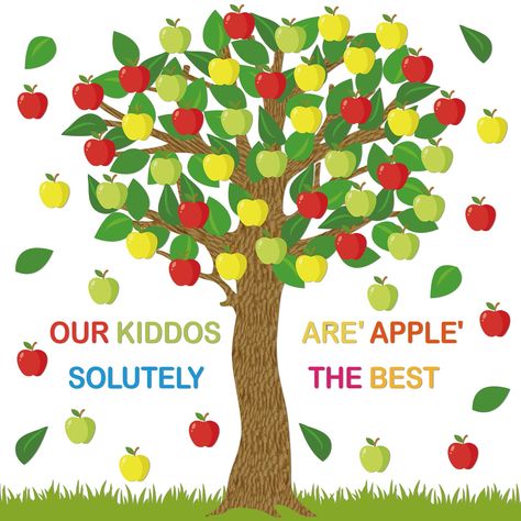 PRICES MAY VARY. Package Quantity: 7 characters: our kiddos are 'APPLE' absolutely the best, 1 trunk, 40 apples, 60 leaves, total 108 pieces, along with 120 glue point dots, easy to use; Each with sufficient quantity, making these tree bulletin board suitable for decorating walls, bulletin boards, doors, desks, and more Easy to Use: tear off the white protective film, put the glue point dots where you want, and then put the leaves or apples cuts on them; These glue point dots are invisible, will Tree Bulletin Board, Bulletin Board Tree, Classroom Tree, Sunday School Decorations, Apple Preschool, School Supplies For Teachers, Preschool Bulletin, Preschool Bulletin Boards, Bulletin Board Sets