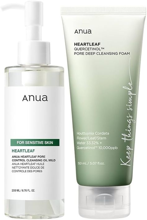 Amazon.com: Anua Mild Double Cleanser Duo for Facial Cleansing : Heartleaf Pore Control Cleansing Oil Mild & Heartleaf Quercetinol Pore Deep Cleansing Foam for Double Cleansing, Blackhead Remover, Korean Skincare : Beauty & Personal Care Anua Oil Cleanser, Anua Heartleaf Cleanser, Anua Cleansing Foam, Anua Oil Cleanse, Anua Heartleaf Cleansing Oil, Anua Cleansing Oil, Korean Cleansing Oil, Korean Cleanser, Double Cleanser