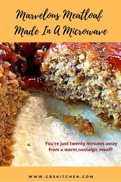 This meatloaf tastes way too good to be made in a microwave but it is! Juicy and delicious with a beautiful tangy glaze. Ready in just 20 minutes. #microwaverecipes #meatloaf #easyweeknightdinners #GBsKitchenRecipes #GBsKitchen Spot Microwave Meatloaf, Meatloaf Recipies, Southern Meatloaf, Easy Microwave Recipes, Frozen Sweet Potato Fries, Freeze Sweet Potatoes, Delicious Meatloaf, Yummy Casserole Recipes, How To Cook Meatloaf