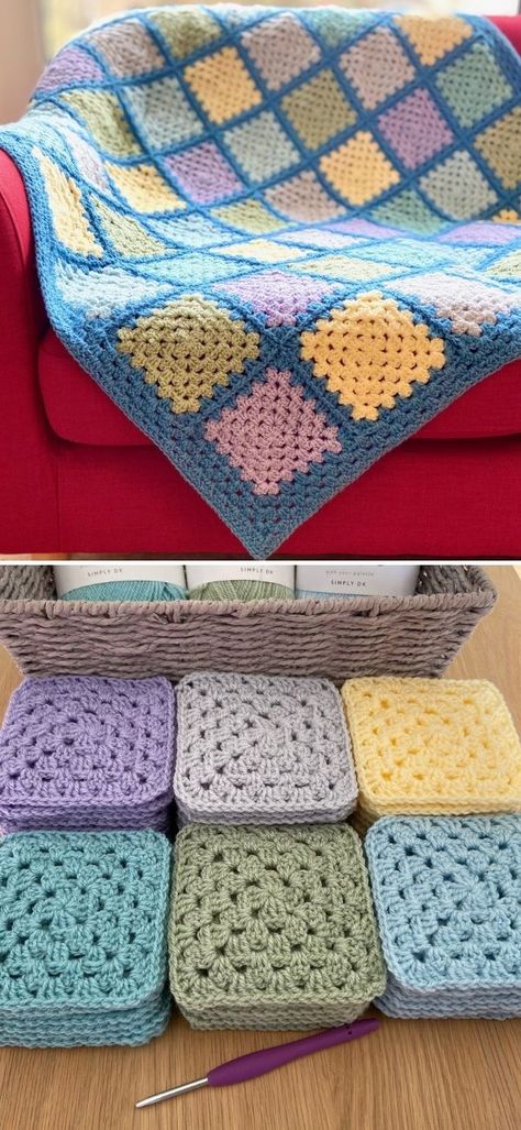 Summer Garden Granny Square Crochet Blankets – 1001 Patterns Around The World Granny Square Blanket, Small Granny Square Blanket, Patchwork Granny Square Blanket, Granny Square Blankets, Crochet Square Blanket, Blanket Ideas, Crochet Bag Tutorials, Crochet Granny Square Blanket, Crochet Fall