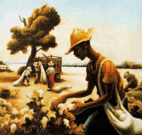 Scarlet Quince cross stitch chart: The Cotton Picker - Thomas Hart Benton Thomas Hart Benton Paintings, Cotton Picker, American Scene Painting, N C Wyeth, Thomas Hart Benton, Collections Art, American Realism, Country Gentleman, People At Work