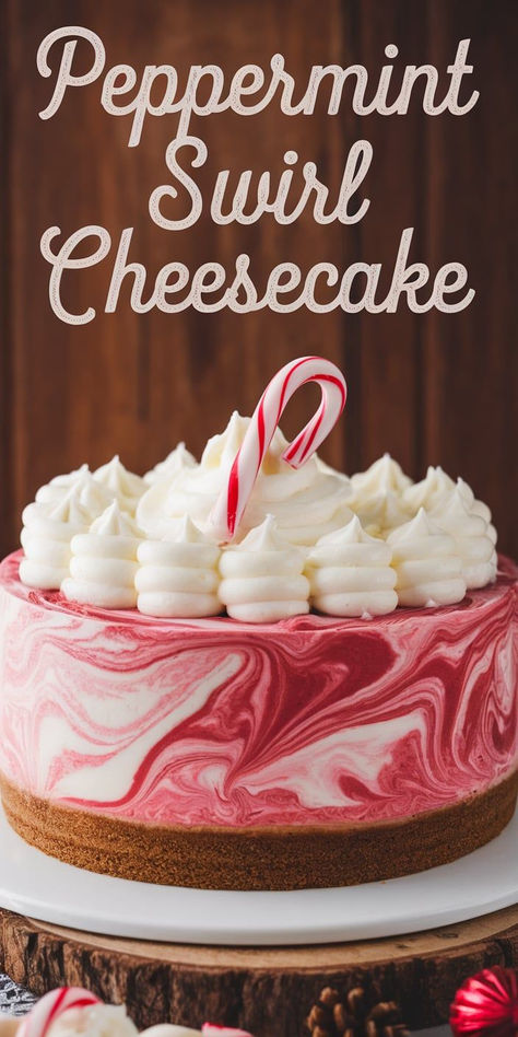 Indulge in holiday magic with this Peppermint Swirl Cheesecake! Creamy, rich cheesecake with a festive peppermint swirl is the perfect balance of sweet and refreshing—a showstopper dessert for holiday gatherings. Frozen Peppermint Cheesecake, Peppermint Swirl Cheesecake, Candy Cane Cheesecake Recipes, Chocolate Peppermint Cheesecake Recipes, Xmas Cheesecake Recipes, Best Christmas Cheesecake Recipes, Cheesecake Recipes For Christmas, Holiday Cheesecake Recipes Christmas, Christmas Cheesecakes Ideas