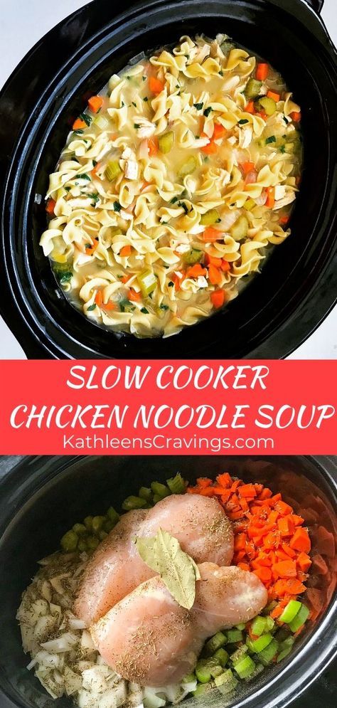 Slow Cooker Chicken Noodle, Slow Cooker Chicken Noodle Soup, Chicken Noodle Soup Crock Pot, Crockpot Soup Recipes, Crockpot Dishes, Crock Pot Soup, Think Food, Healthy Crockpot, Crockpot Recipes Slow Cooker