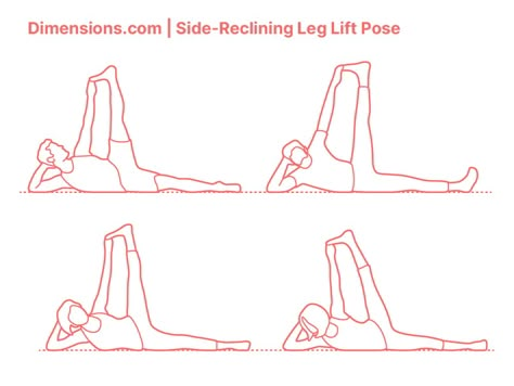 Side-Reclining Leg Lift Pose is a beginner to intermediate posture that stretches the legs, torso and helps to tone the tummy. Side-Reclining Leg Lift Pose can be used with a wall or block to help with stability. Some preparatory postures include Extended Triangle and Gate Pose. Downloads online #yoga #humans #exercise #meditation Person Reclining Reference, Side Leg Lifts Workout, Reclining Figure Reference, Lying Side Leg Lift, Single Leg Lift, Body Action, Leg Lifts, Two Fingers, Built Environment