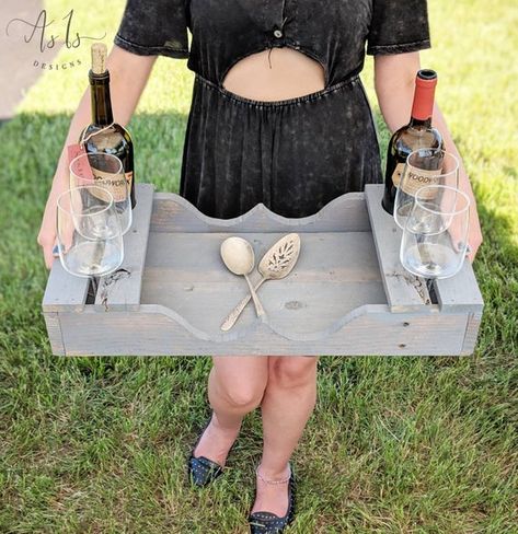 Bridgerton High Tea, Wine Serving Trays, Wood Cooler, Party Cooler, Wine Tray, Diy Serving Tray, Wood Projects That Sell, Wood Shop Projects, Easy Wood Projects