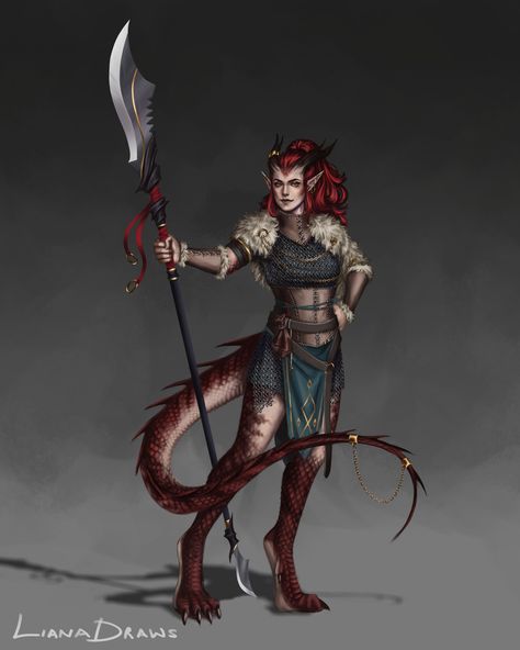 "Half-Dragon Fighter" by Liana Shadyan Humanoid Dragon, Dragon Fighter, Dragon Half, Half Dragon, Animal Traits, Mom Characters, Dragon Born, Dragon Rpg, Female Dragon