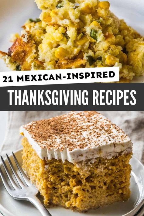 Celebrate the holiday season with these 21 Mexican-inspired Thanksgiving recipes that are sure to make your holiday feast uniquely memorable! Mexican Theme Thanksgiving, Mexican Style Thanksgiving, Spicy Thanksgiving Recipes, Mexican Themed Thanksgiving, Fall Mexican Food, Best Thanksgiving Menu Ideas, Thanksgiving Inspired Recipes, Mexican Food Thanksgiving, Non Traditional Thanksgiving Recipes