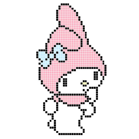 🐰💗🤍🎀 My Melody Perler Beads Pattern, My Melody Cross Stitch, My Melody Perler Beads, My Melody Pixel Art, Pixel Sanrio, Hama Art, Baby Labels, Pixel Beads, Pixel Drawing