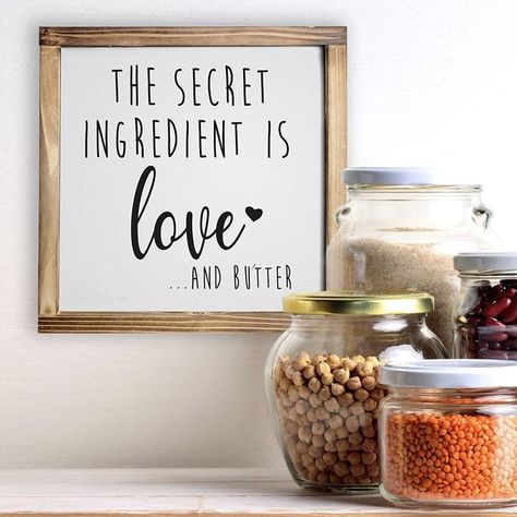 Farmhouse Dining Room Wall, Farmhouse Dining Room Wall Decor, Hanging Wall Lanterns, Secret Ingredient Is Love, Love Wall Decor, Pantry Sign, Dining Room Wall, Clever Gift, Dining Room Wall Decor