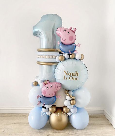 Peppa Pig Balloons, Baby Shower Bouquet, Baby Shower Girl Diy, Balloon Bouquet Diy, Newton Abbot, Pretty Balloons, 1st Birthday Balloons, Balloon Garland Diy, Balloon Display