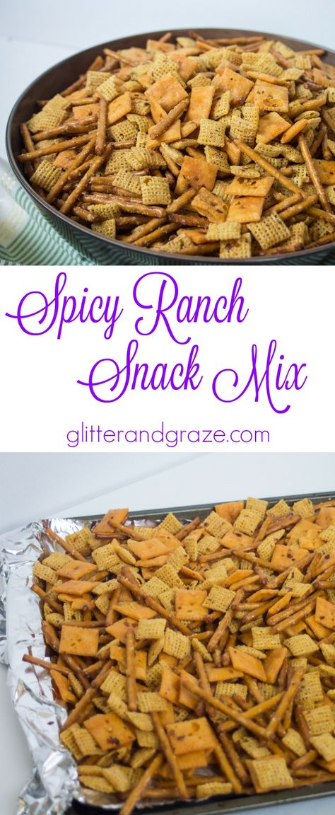 spicy ranch snack mix Spicy Ranch Snack Mix Recipes, Homemade Chex Mix Recipe Spicy, Ranch Snack Mix Recipes, Snack Mix Recipes Savory, Spicy Ranch Crackers Recipe, Ranch Chex Mix Recipes, Chex Mix Recipes Spicy, Spicy Chex Mix, Ranch Chex